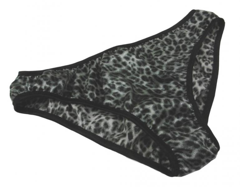Grey Leopard print satin plain & simple bikini b...